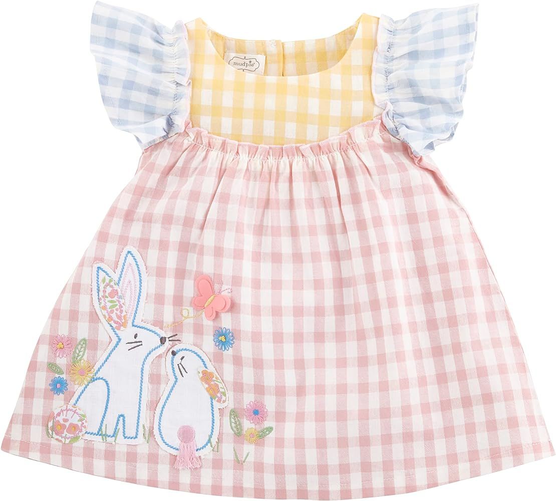 Mud Pie Baby Girls' One Size Bunny Gingham Dress | Amazon (US)