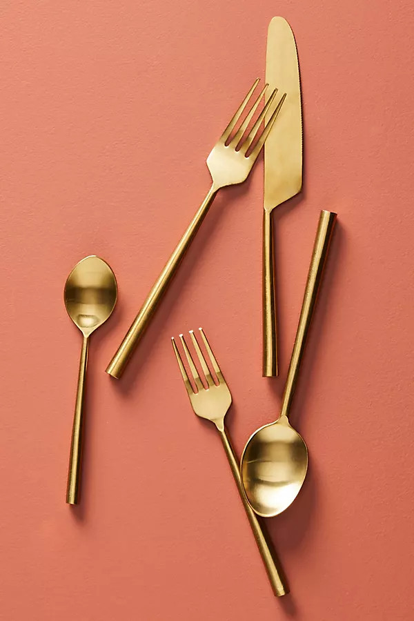 Streamlined Flatware By Gather by Anthropologie in Gold Size SET OF 5 | Anthropologie (US)