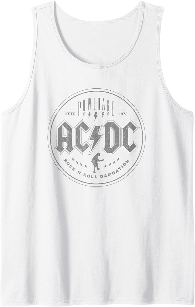 Official AC/DC Rock N Roll Damnation Band Music Vintage Logo Tank Top | Amazon (US)