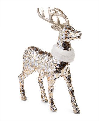 Holiday Lane Shine Bright Sequined Deer Figurine with White Scarf, Created for Macy's & Reviews -... | Macys (US)