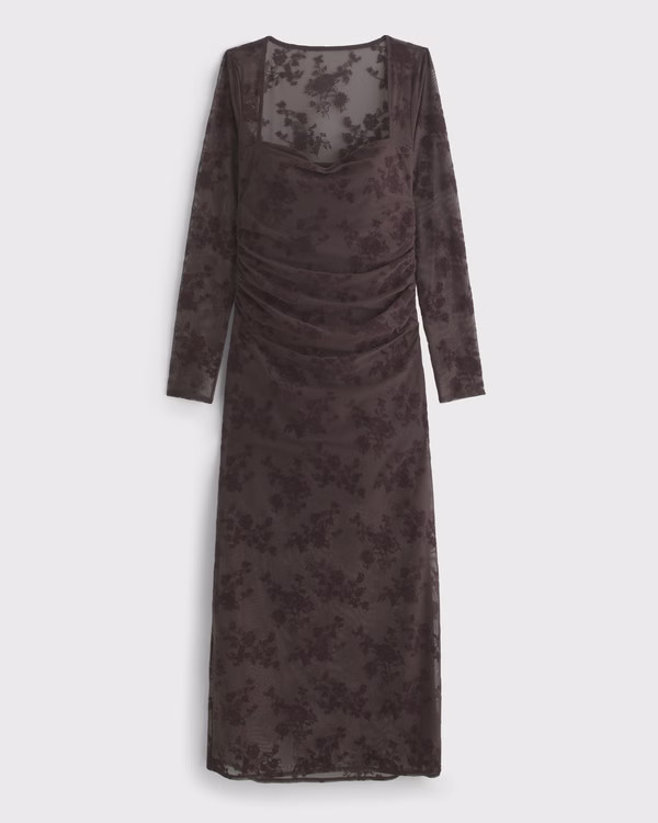 Women's Bra-Free Long-Sleeve Mesh Maxi Dress | Women's Dresses & Jumpsuits | Abercrombie.com | Abercrombie & Fitch (US)