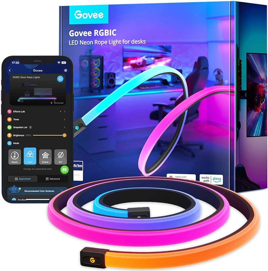 Govee RGBIC Gaming Lights, 10ft Neon Rope Lights Soft Lighting for Gaming Desks, LED Strip Lights... | Amazon (US)