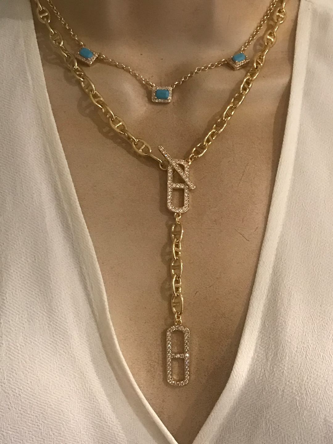 Equestrian style Lariat/ Turquoise charm necklace | Etsy ROW