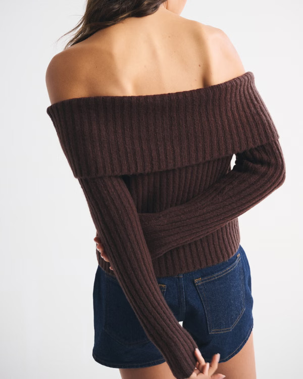 Ribbed Foldover Off-The-Shoulder Sweater | Abercrombie & Fitch (US)