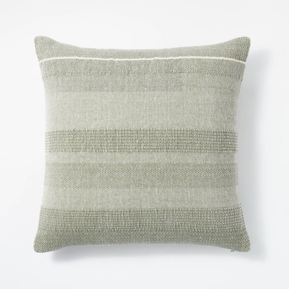 Oversized Cotton Woven Striped Square Throw Pillow Green/Cream - Threshold designed with Studio McGe | Target