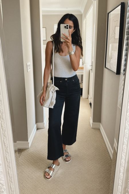 I’m just shy of 5-7” wearing the size XS tank top and 25 jeans. Sandals run true to size, StylinByAylin 

#LTKFind #LTKunder100 #LTKstyletip