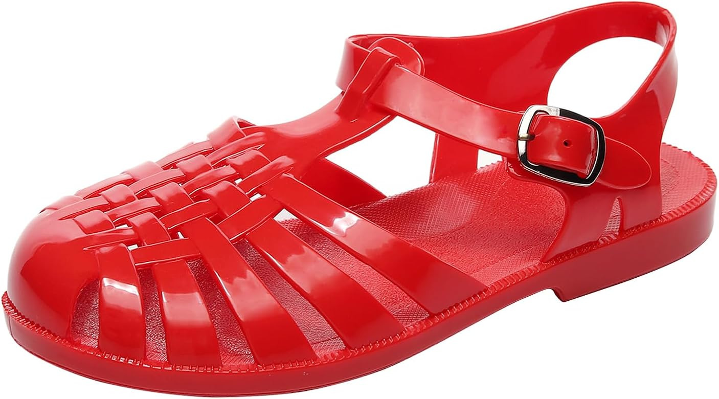 Toddler Jelly Sandals for Girls Unisex Boys Jellies Shoes T-Strap Soft Clear Flats Silver Slipper... | Amazon (US)
