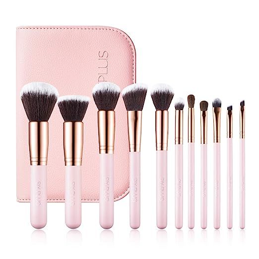 SIXPLUS 11Pcs Pink Makeup Brushes Professional Makeup Brush Set with Bag | Amazon (US)