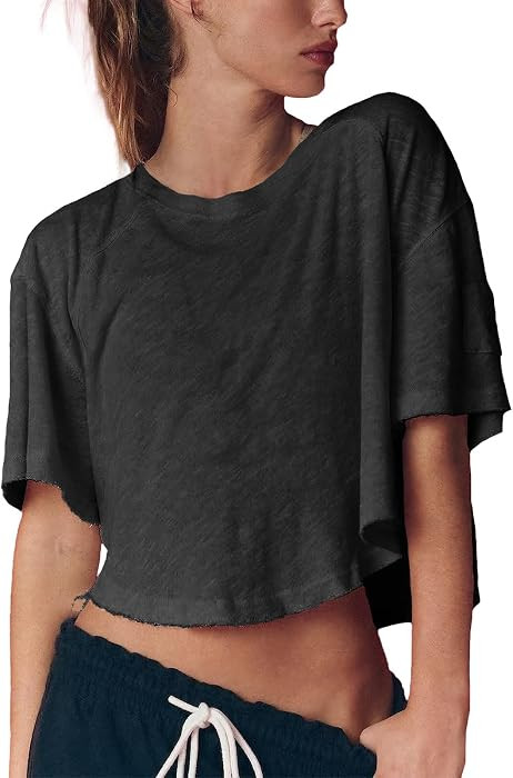 Gnveub Short Sleeve Workout Tops for Women Lightweight Cropped Workout Shirts Yoga Pilates Gym T ... | Amazon (US)