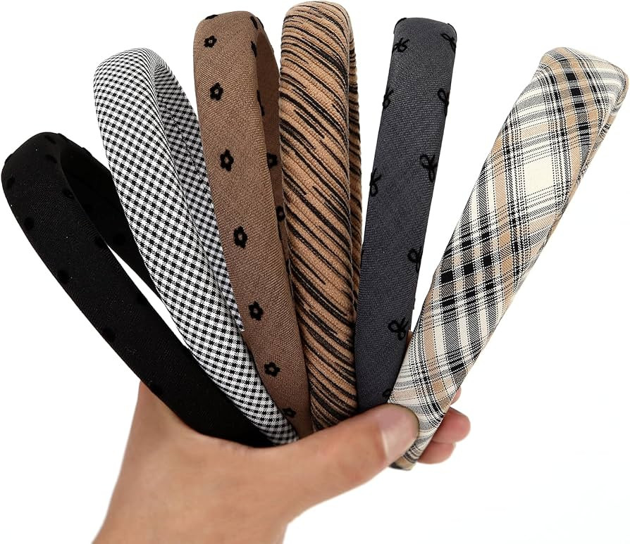 LONEEDY 6PCS Wide Padded Headband for Women Cotton Neutral Color Sponge Thick Hairband for Girls ... | Amazon (US)