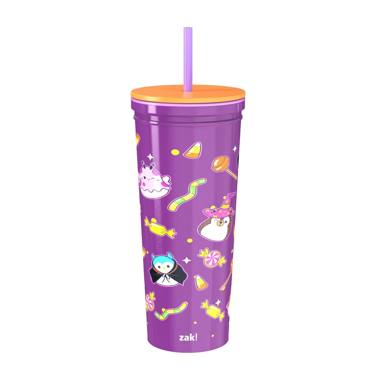 Zak Designs 23 fl oz Stainless Steel Squishmallows Kendall Straw Tumbler Purple | Target