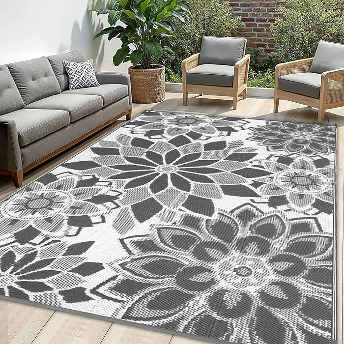 LOKHOM Outdoor Rug for Patio, 6' x 9' Reversible Plastic Straw Area Rugs Mat, Waterproof Mat for ... | Amazon (US)