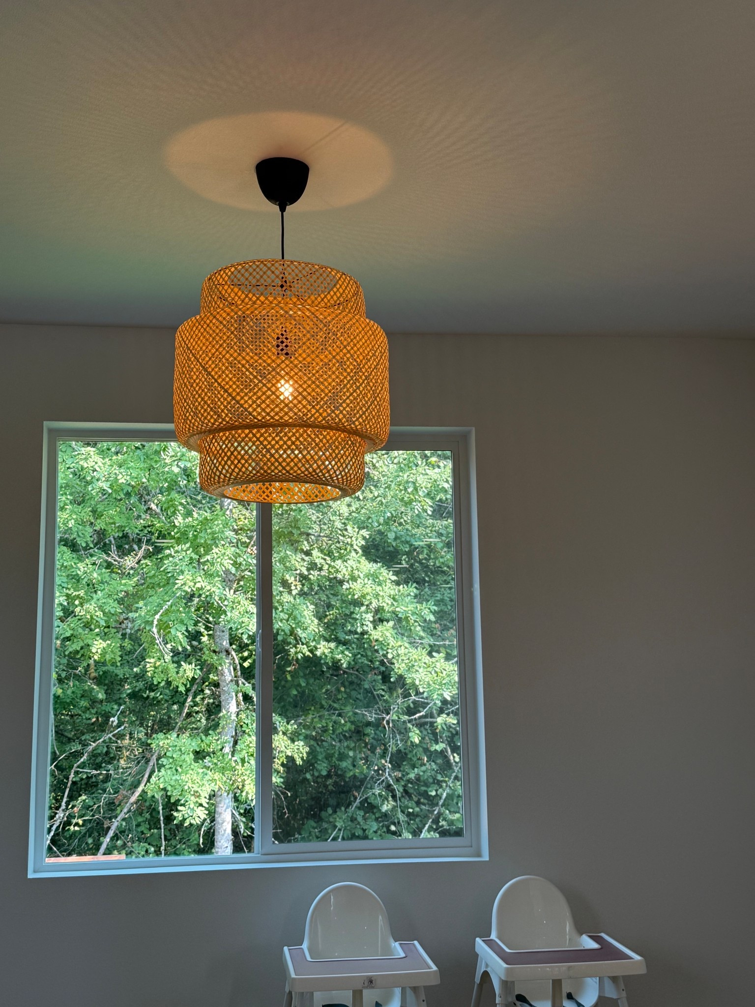 We recently update our light fixtures in our living room with these beautiful lights!! This is actually from IKEA and was such a steal!! I feel like it gives cozy beach vibes 🐚 #livingroom #ikea #coastal #homedecor #homerenovation 