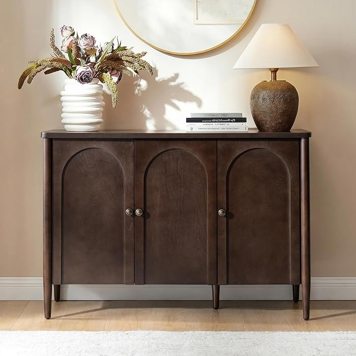 HULALA HOME Solid Wood Sideboard Cabinet with Storage, 47" Sideboard with Arched Doors & Adjustab... | Amazon (US)