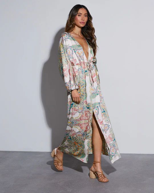 Korina Satin Floral Maxi Dress | VICI Collection
