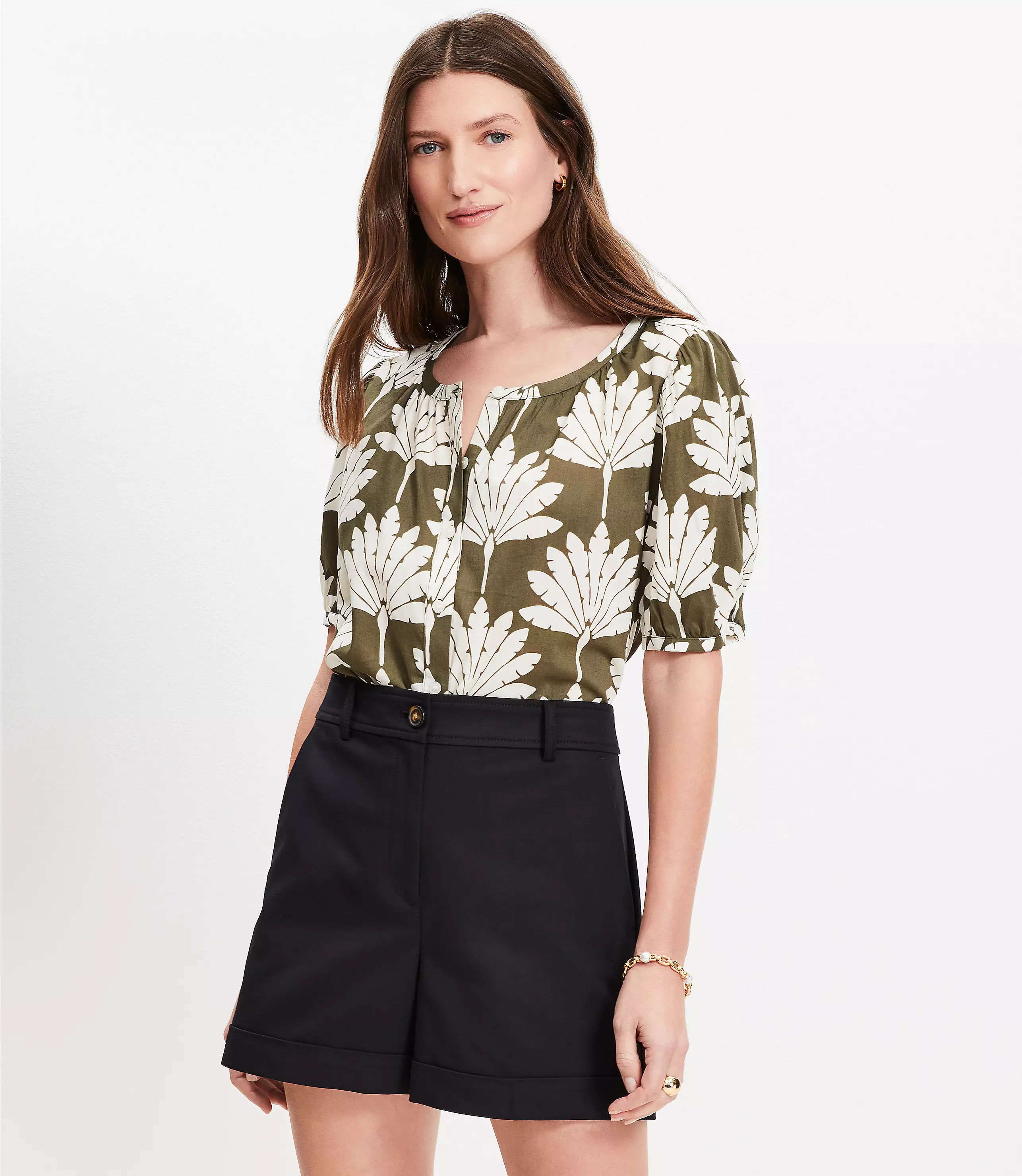 Cuffed Shorts in Doubleweave | LOFT