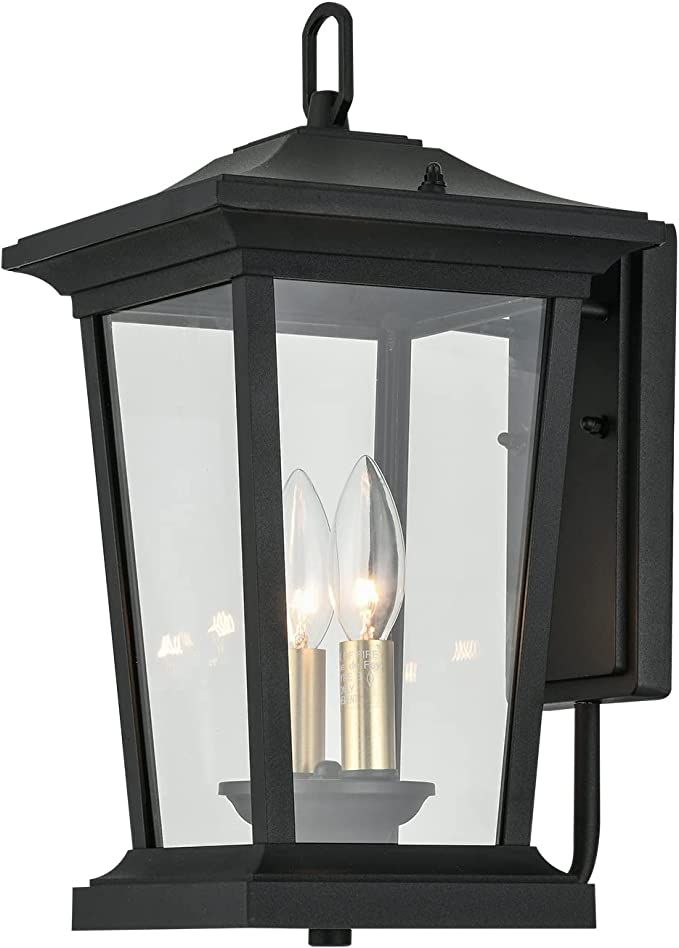 Large Outdoor Wall Sconce, Exterior Wall Mount Lighting Fixture with 2 Lights, Patio/Porch Lanter... | Amazon (US)