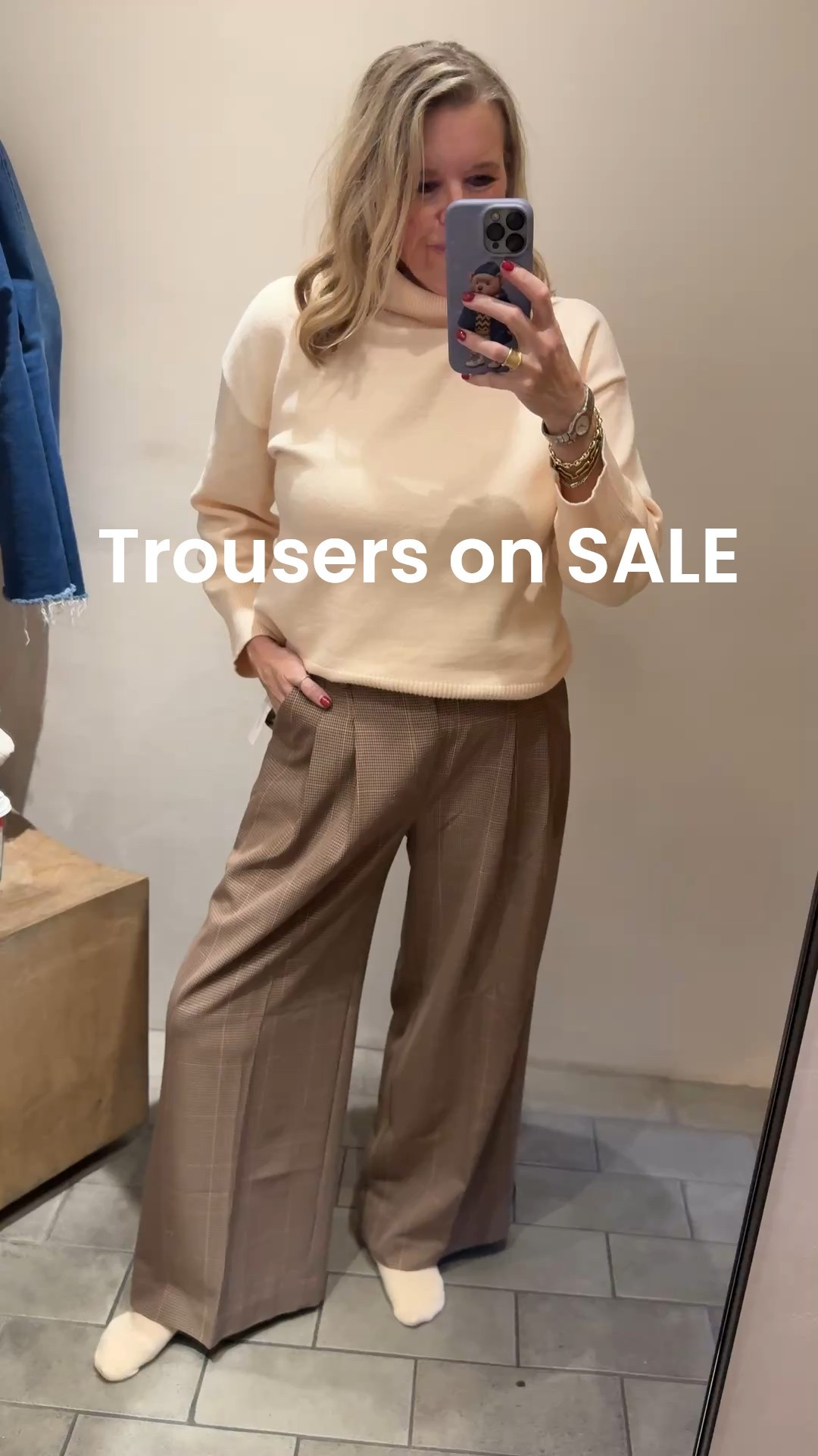 Wide leg trousers on major sale
50% off sale price most sizes available 

Mocha with a pale pink tartan plaid 
I am tall and they’re long enough and fit tts


#LTKWorkwear #LTKSaleAlert #LTKFindsUnder50
