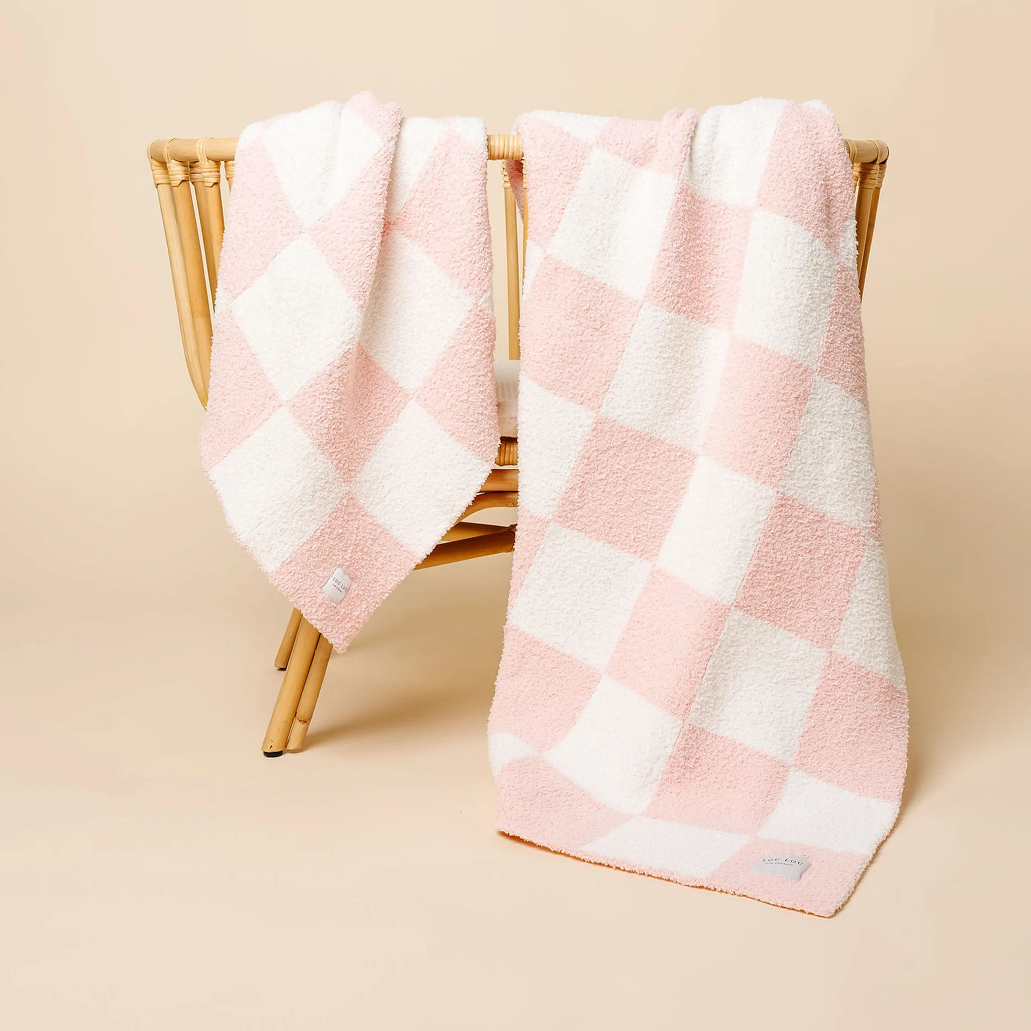 Chenille Blanket - Blush Check - Small & Large | Lou Lou & Company