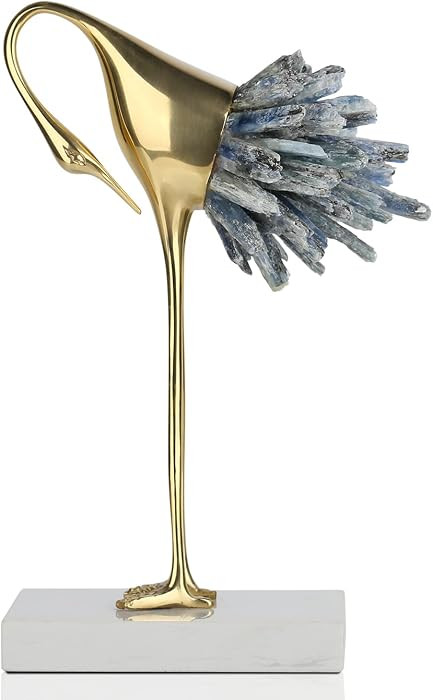 Gold Crane Statue with Blue Crystal Tail, 8.7-Inch | Amazon (US)