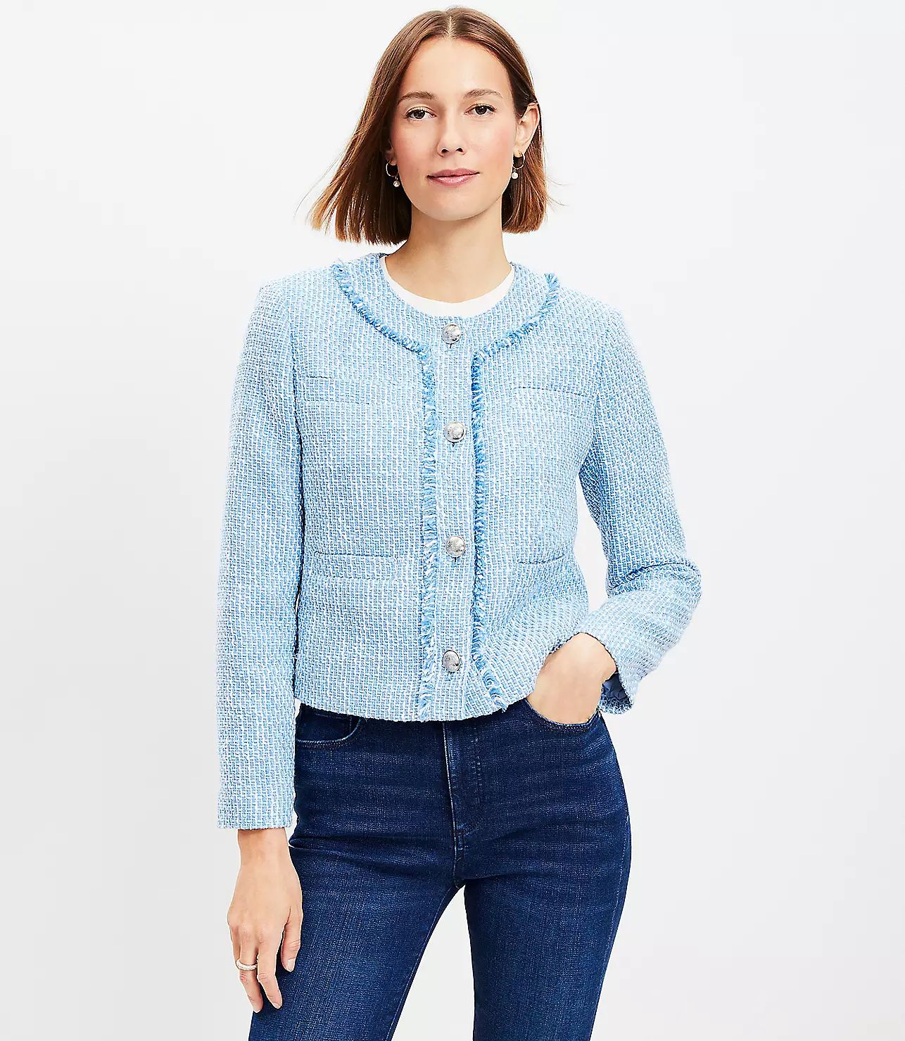 Fringe Tweed Jacket | LOFT