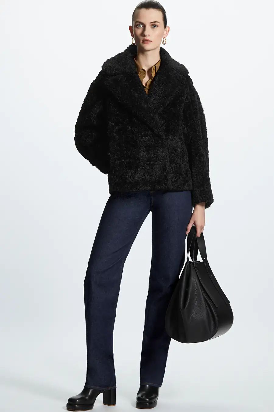 OVERSIZED FAUX SHEARLING JACKET - BLACK - Coats and Jackets - COS | COS (US)