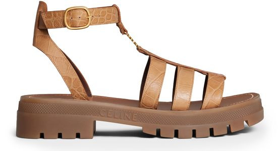 Clea Triomphe gladiator chunky sandal in crocodile stamped calfskin - CELINE | 24S (APAC/EU)