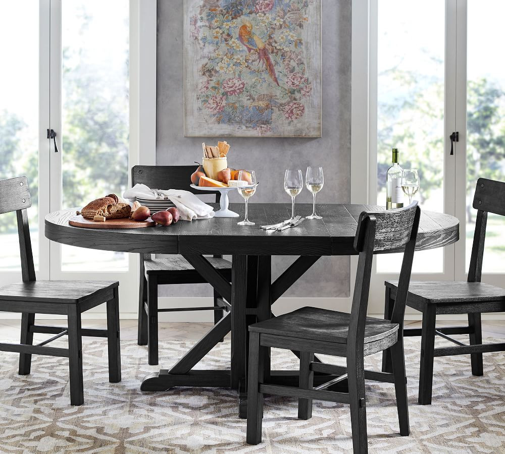 Benchwright Round Pedestal Extending Dining Table | Pottery Barn (US)