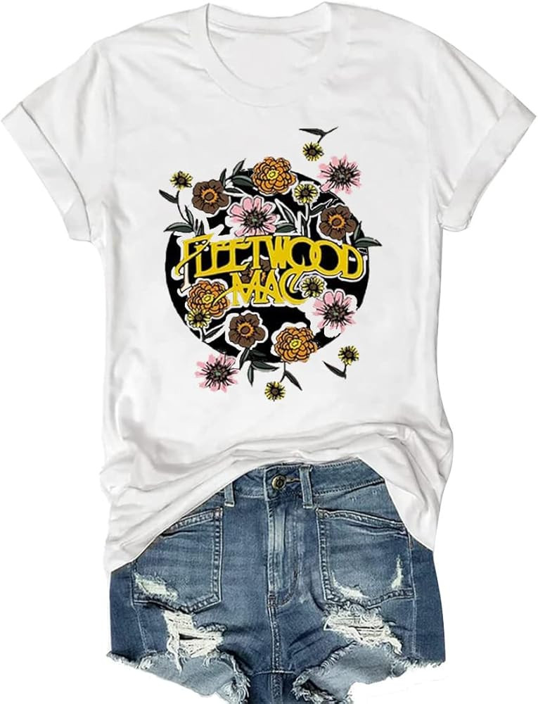 Rock Graphic Print tee for Women Vintage Rock Roll Music Shirts Short Sleeve Concert Buddy Tank T... | Amazon (US)