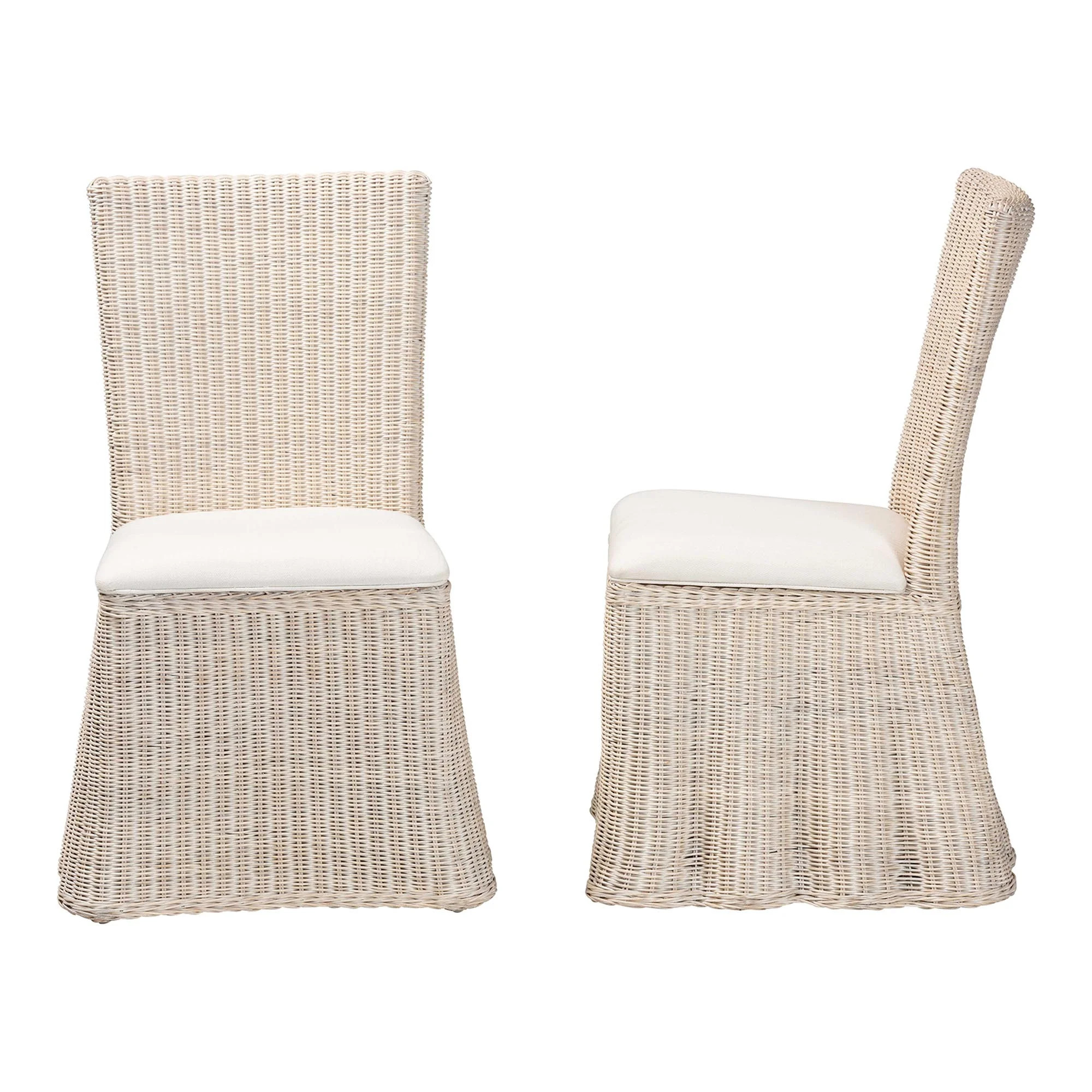 bali & pari Sara Natural Rattan 2-Piece Dining Chair Set - Handwoven Wicker Accent Chair with Scalloped Skirt Base and Tall Backrest | Wayfair North America