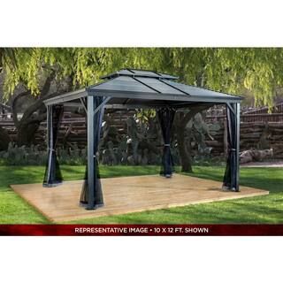 Sojag Ventura 10 ft. x 14 ft. Dark Grey Double Roof Rustproof Aluminum Framed Gazebo 500-9165197 ... | The Home Depot