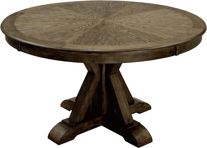 24/7 Shop at Home Van Lin Farmhouse 54-inch Solid Wood Round Dining Table with Trestle Pedestal B... | Amazon (US)