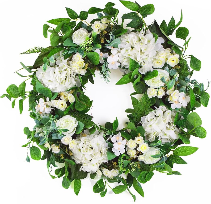 24 Inch Spring Summer Wreaths for Front Door, Spring Wreath,Summer Door Wreaths Outside,Large Flo... | Amazon (US)