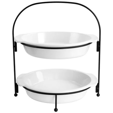 Gibson Elite Gracious Dining 3Pc 2 Tier Stoneware Pie Dish Set White | Walmart (US)