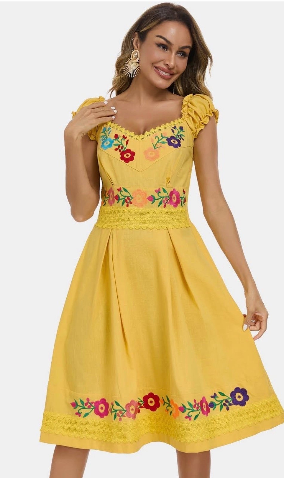 Women's Mexican Dress Embroidered Causal Lace Party Dress  #ltkamazonfinds

#LTKSeasonal #LTKSaleAlert
