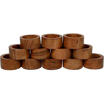 SAMHITA Handmade Acacia Wood Napkin Ring Set of 12 for Dining, Anniversary, Birthday, Christmas |... | Amazon (US)