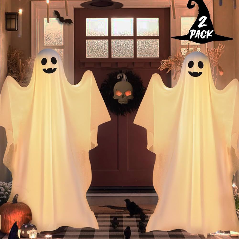 Halloween Decorations - Halloween Decorations Outdoor - 2 Pack Large Light-Up Spooky Ghosts with ... | Amazon (US)