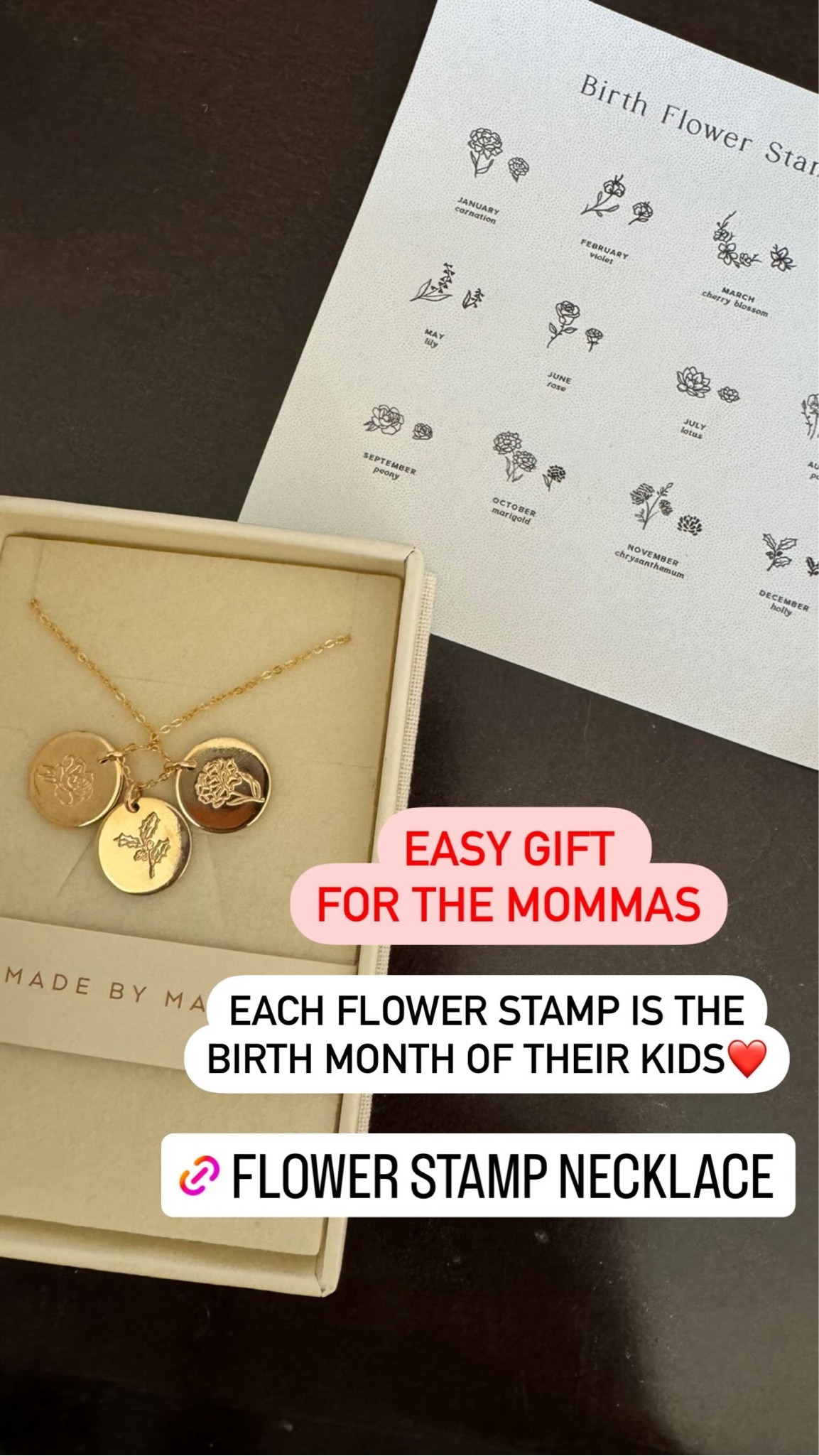 Easy gift for moms! 
Each flower stamp represents their kids birth month or their family. Love how personalized this gift is! Comes in a necklace or a bracelet 

#LTKfindsunder100 #LTKGiftGuide #LTKbeauty