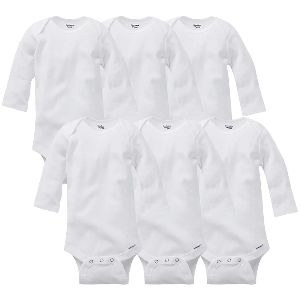 6-Pack White Long Sleeve Onesies® Bodysuits | Gerber Childrenswear