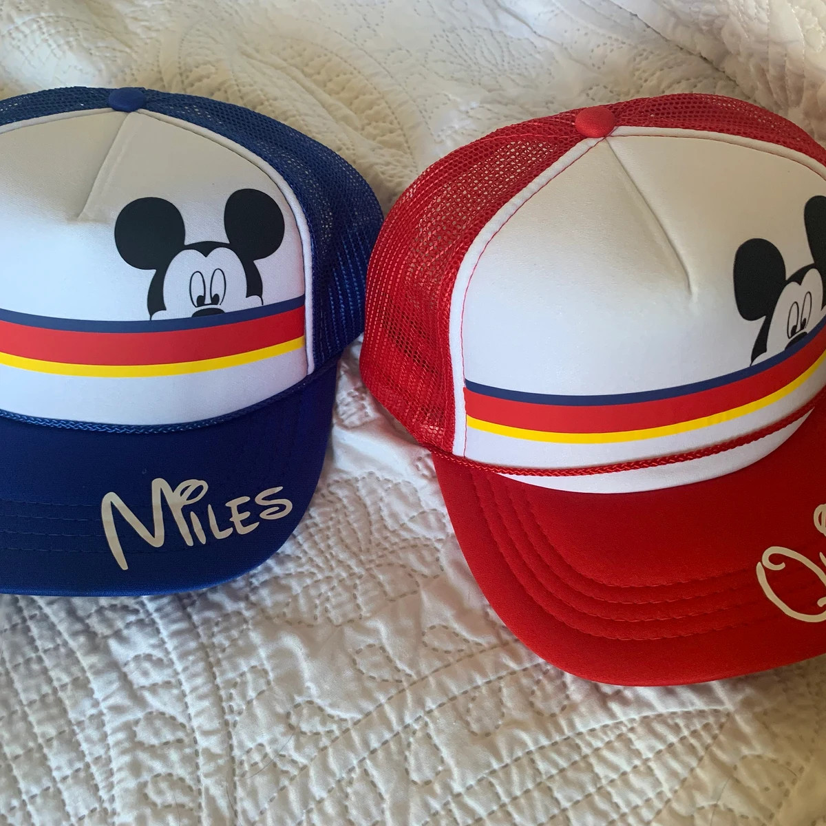 Striped Mouse Hat / Mouse Hat / Mickey Hat / Mens Disney Trucker / Kids Disney Trucker / Womens D... | Etsy (US)