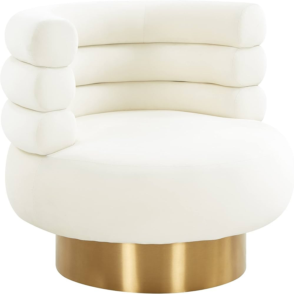 Tov Furniture Naomi Upholstered Velvet 360 Degree Swivel Chair (Cream) | Amazon (US)