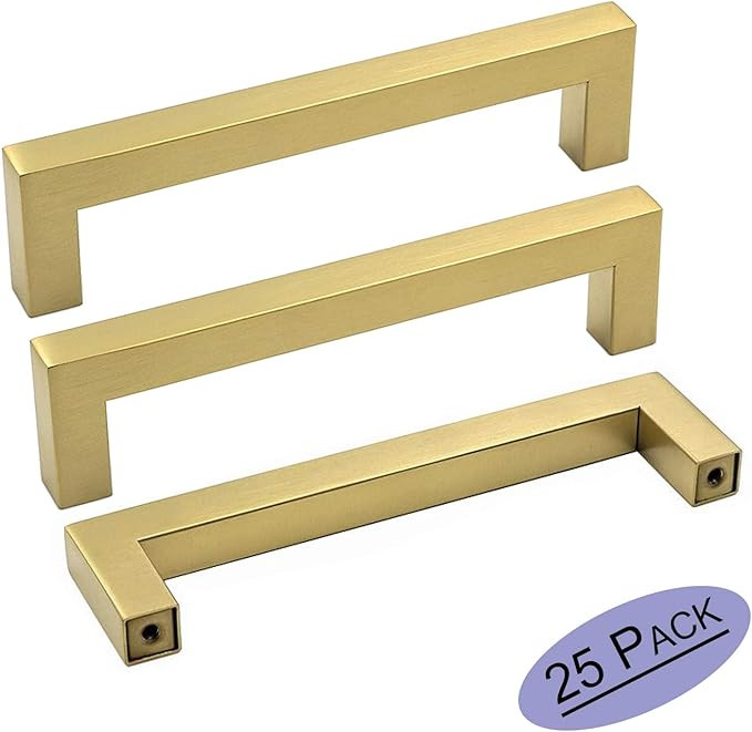 goldenwarm Gold 5" Kitchen Cabinet Handles Brass Gold Drawer Pulls - LSJ12GD128 Brushed Brass Cab... | Amazon (US)