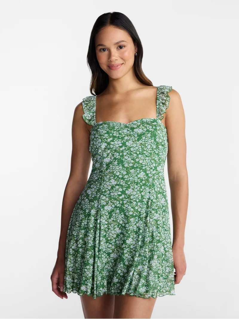 No Boundaries Fit and Flare Mesh Dress, Women\u2019s XXS-XXL | Walmart (US)