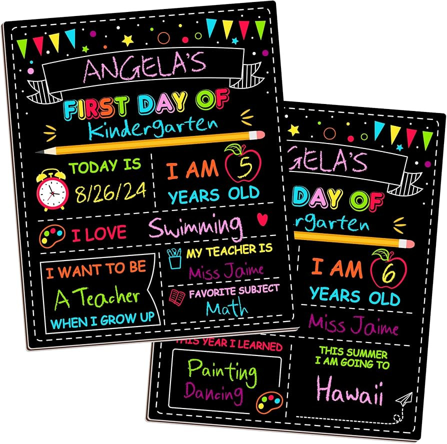 Double-Sided First Day of School Board, 12 × 10 Inches Back to School Sign, Reusable Color Paint... | Amazon (US)