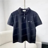Letter Embroidered Polo Shirt Women Short Sleeve Polos Top Casual Daily Brand T Shirts Black Vers... | DHGate