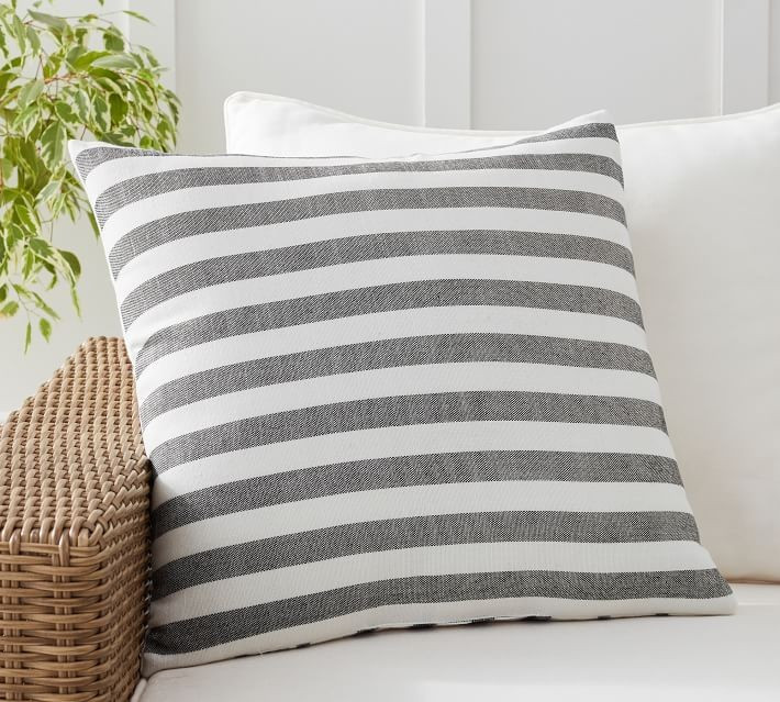 Leandra Striped Reversible Indoor/Outdoor Pillow | Pottery Barn (US)