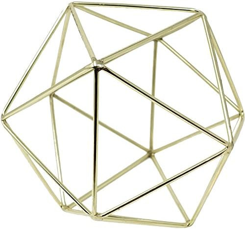 3D Geometric Himmeli Centerpiece & Hanging Ornament, Chrome Plated Metal - 6 Inch Size (Gold) | Amazon (US)