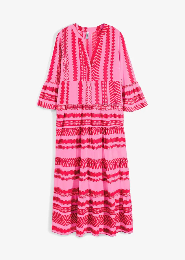 Maxi jurk van soepele viscose rood/pink met print | Bonprix NL (Influencer)