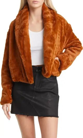 BLANKNYC Shawl Collar Faux Fur Crop Jacket | Nordstrom | Nordstrom