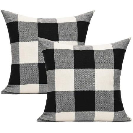 20x20 Farmhouse Black White Buffalo Plaids Decorative Throw Pillow Covers Retro Rustic Boho Check Cu | Walmart (US)